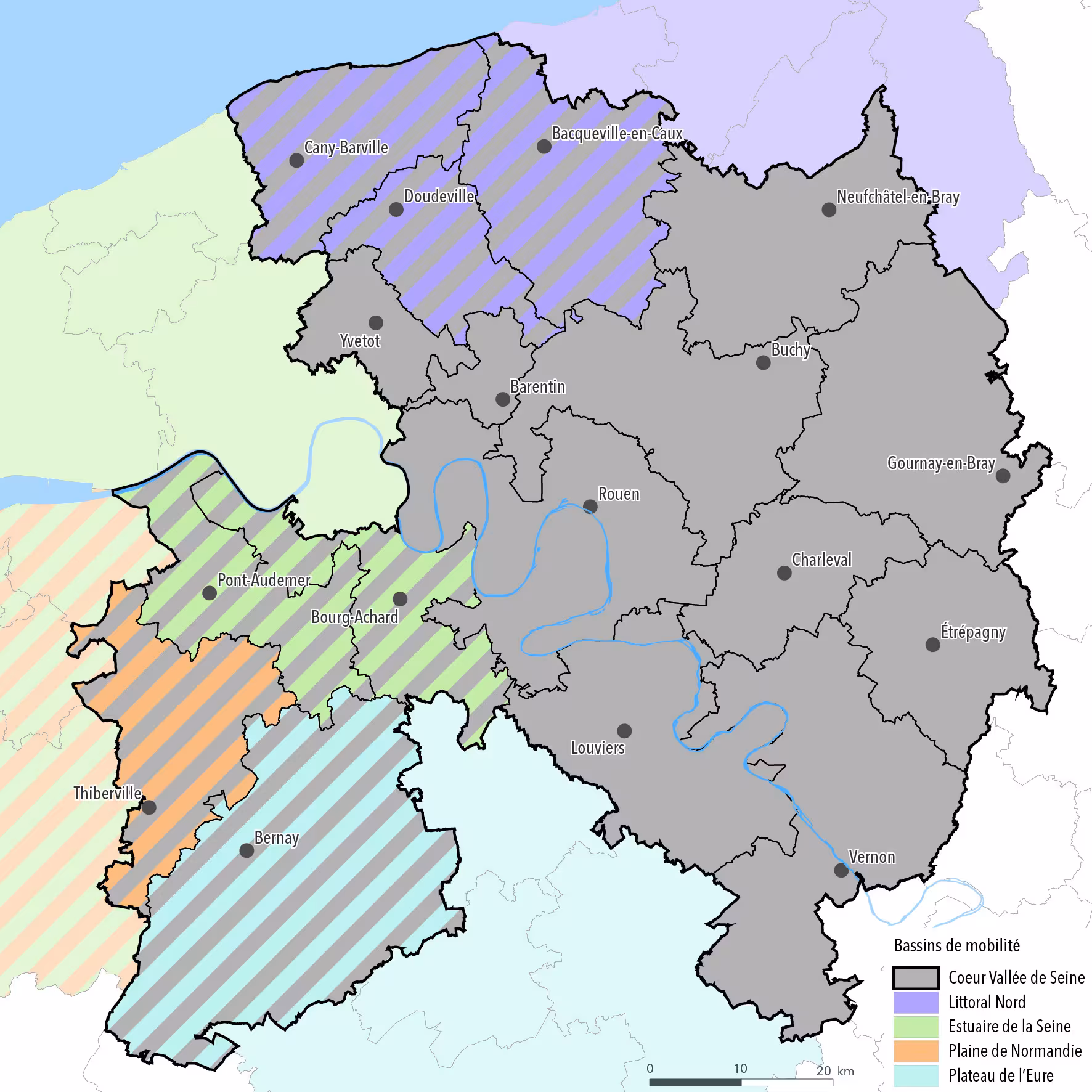 Cartographie des bassins de mobilité en Normandie